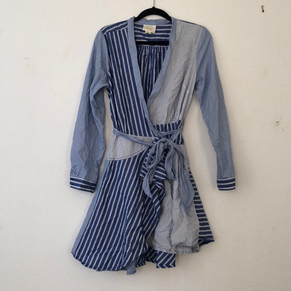Anthropologie Maeve wrap striped patchwork dress